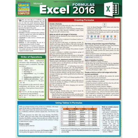 BARCHARTS PUBLISHING Excel 2016 Formulas Guide 9781423231900